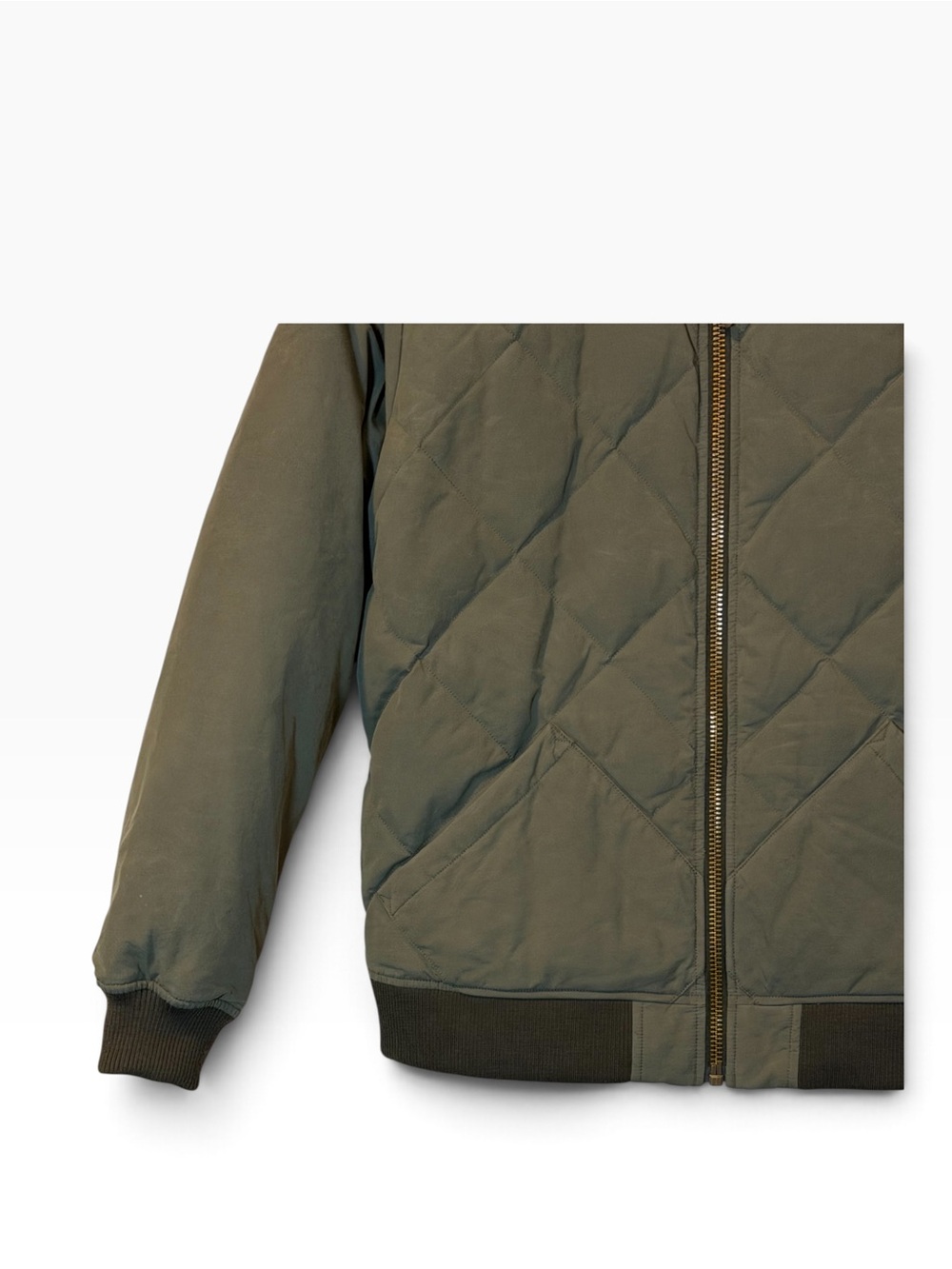 Eddie Bauer Skyliner 650 Down Olive Quilted Bomber Jacket Mens Size XL Full Zip - Picture 6 of 10